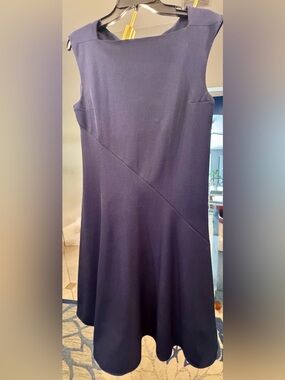 MM Lafleur Navy Sleeveless Scallop-Hem Midi Dress